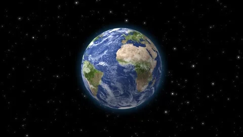 Dynamic rotating Earth with swirling clouds and twinkling stars. Captivatin.. Stock Footage 309011583