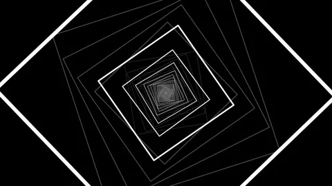 Dynamic rotation of white squares on black background Stock Footage 337301521