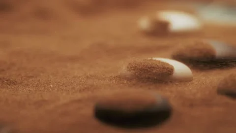 Dynamic Sand - Covered Chess Pieces - up of Desert Stock Footage 315937448
