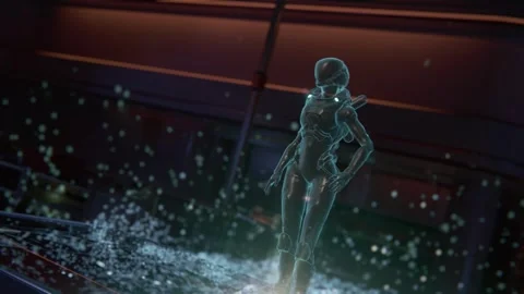 Dynamic Sci Fi Scene with Fleet Leader Hologram 스톡 동영상 280299862