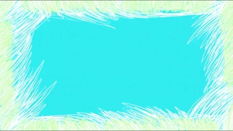 Dynamic scribble transition with turquoise background and colorful borders Video stock 314459294