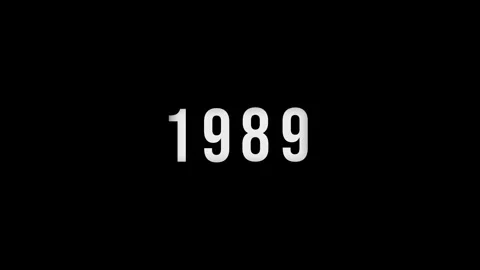 Dynamic scrolling progression timeline animation of 1950 to 1989 years on a.. Video stock 313557663