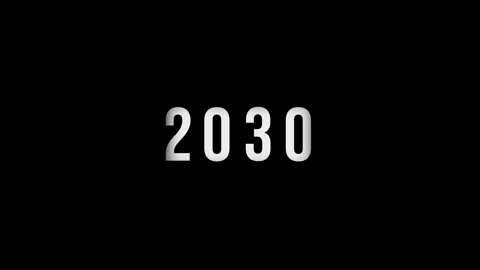 Dynamic scrolling progression timeline animation of 1950 to 2030 years on a.. Video stock 313558355