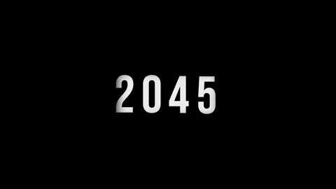 Dynamic scrolling progression timeline animation of 1950 to 2045 years on a.. Stock-Footage 313558946