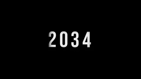 Dynamic scrolling progression timeline animation of 1950 to 2034 years on a.. Video stock 313558955