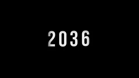 Dynamic scrolling progression timeline animation of 1950 to 2036 years on a.. Stock Footage 313558965