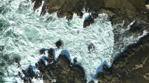 Dynamic Sea Foam Pattern and Ocean Surface Texture Stock Footage 340124099