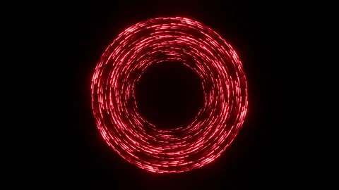 Dynamic seamless loop animation of neon red short light lines rotating in a Stock Footage 340702139
