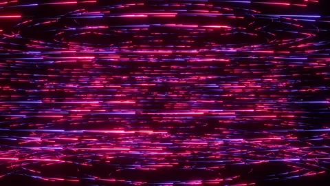 Dynamic seamless loop animation of neon red and blue light lines flowing left to Video stock 340715615