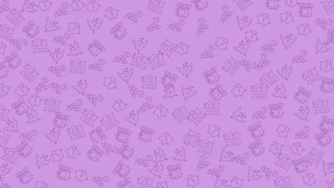 Dynamic seamless loop of finance and fast food icons on purple background Stock-Footage 333488725