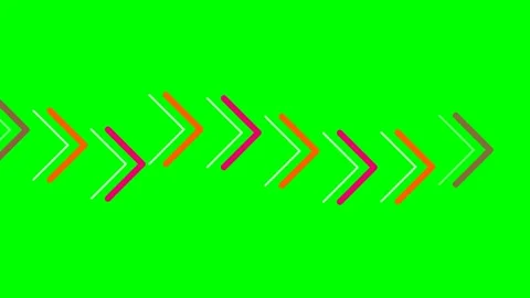 Dynamic sequence of colorful chevron arrows on a vivid green screen backgroun Stock Footage 340901655