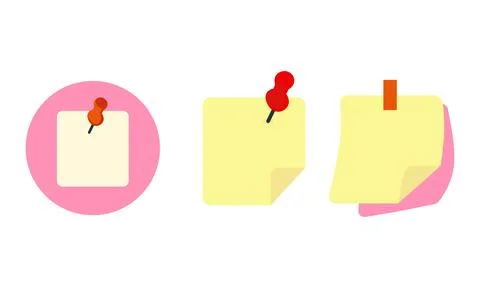 Dynamic Set of Colorful Sticky Notes with Attached Pushpins for Visual Remi.. Stock Illustration