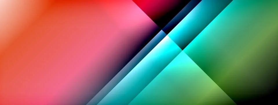 Dynamic shadow lines with gradient colors geometric background Illustrazione stock