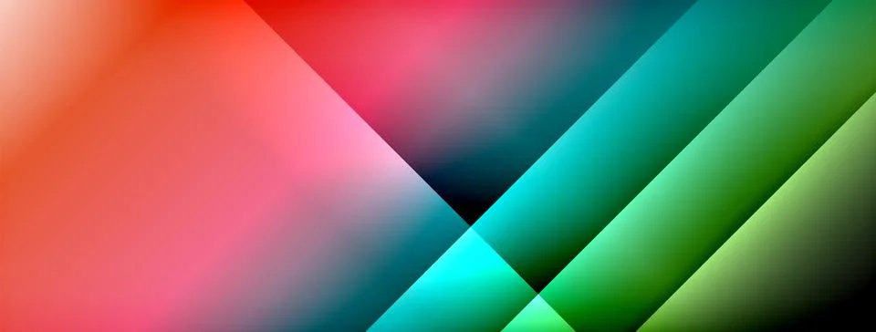 Dynamic shadow lines with gradient colors geometric background Stock Illustration