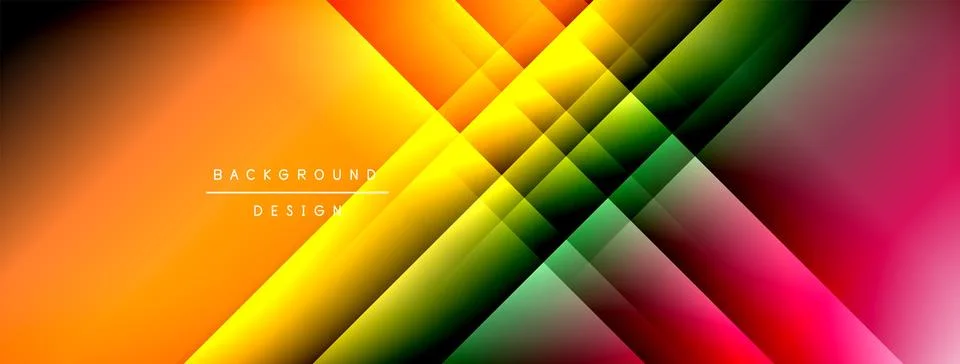 Dynamic shadow lines with gradient colors geometric background Stock Illustration