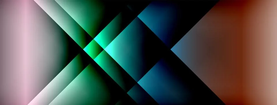 Dynamic shadow lines with gradient colors geometric background Stock Illustration