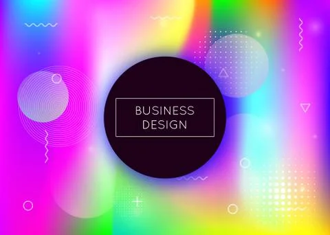 Dynamic shape background with liquid fluid. Holographic bauhaus Stock Illustration