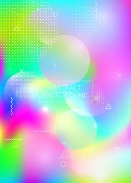 Dynamic shape background with liquid fluid. Holographic bauhaus 스톡 일러스트