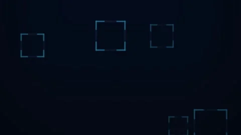 Dynamic shapes move across a dark background in technology Stock Footage 340397074