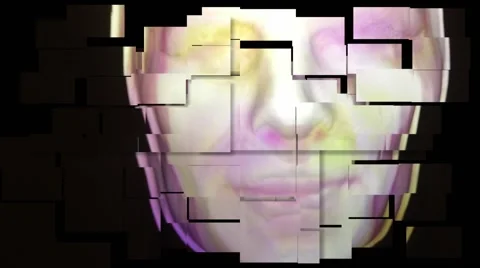 Dynamic shattered computerized face 動画素材 40321868