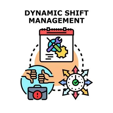Dynamic shift management concept on calendar Stock Illustration