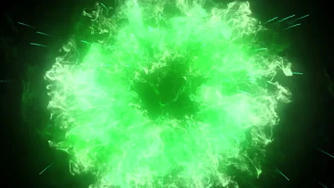 Dynamic shockwave explosion fire particle effect Stock Footage 148724302