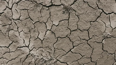 Dynamic shot of cracked soil ground of dried lake Stock-Footage 151489996