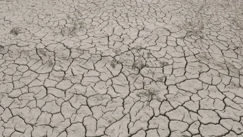 Dynamic shot of cracked soil ground of dried lake Stock Footage 151490415