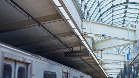 Dynamic shot of fast moving train in underground subway. Underground train Stock Footage 248220370