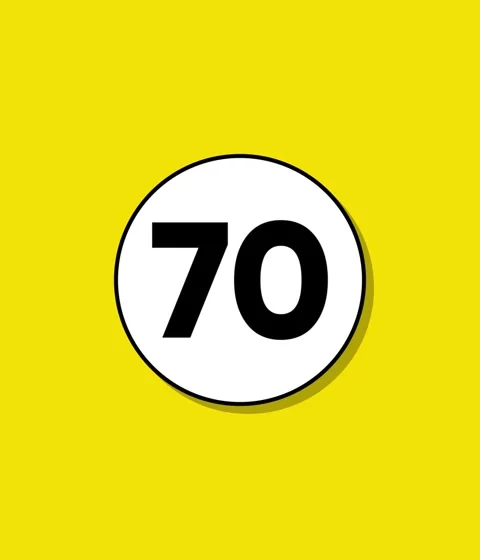 A dynamic shot showcasing number 70 appearing on white circle against vibra.. Vídeo Stock 332396545