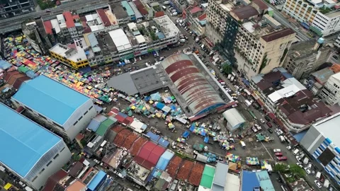 Dynamic shots busy streets surrounding Pudu market Stock Footage 260793575