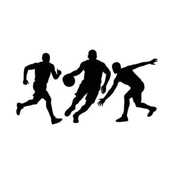 Dynamic silhouette illustration capturing the fastpaced action of a basketb.. 스톡 일러스트