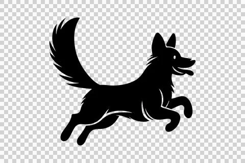 Dynamic Silhouette Vector Jumping Dog Stock Illustration
