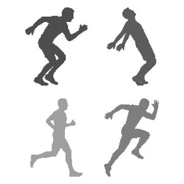 Dynamic Silhouettes of Runners in Various Poses  Athletic Movement and Fitn.. Stock Illustration