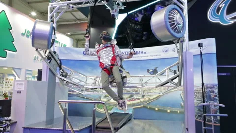 Dynamic simulator parachutists Stock Footage 115851165