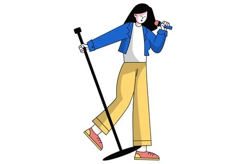 Dynamic Singer Performing on Stage Stock-Illustration