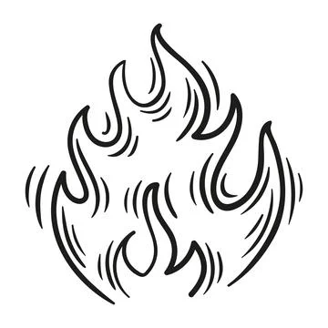 Dynamic sketch-style flames in bold, with fluid lines and sharp flame cones Stock Illustration
