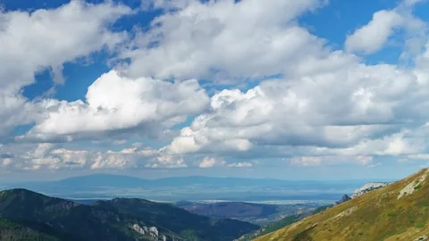 Dynamic Skies Over Green Valleys of Tatra Mountains Timelapse Stock Footage 308189707