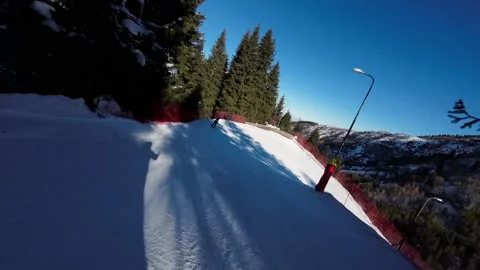 Dynamic skiing, action in the mountains Stock Footage 229652177