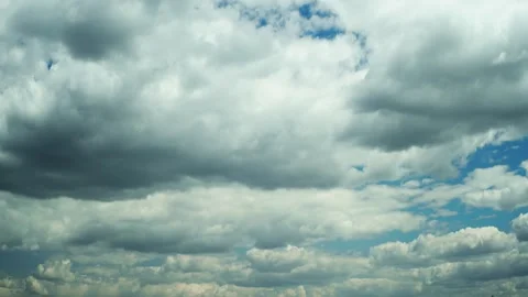 Dynamic Sky with Clouds and Blue Spaces Showing Depth Stock Footage 342947036