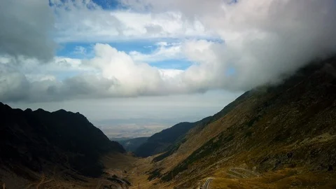 Dynamic sky with clouds over valley, time lapse Stock Footage 117916018