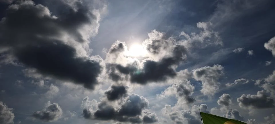 A dynamic sky filled with clouds of varying densities Stock Photos