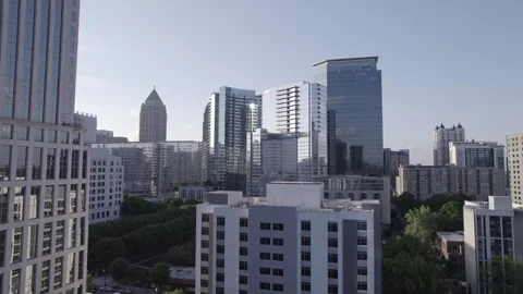 Dynamic Skyline Drone Shot in Midtown Atlanta Stock Footage 294225306