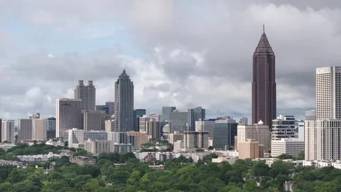 Dynamic Skyline Drone Shot in Midtown Atlanta Stock Footage 294710065