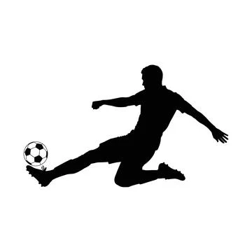 Dynamic Soccer Player Kicking Ball in Mid Air Action Pose Isolated Vector I.. Stock Illustration