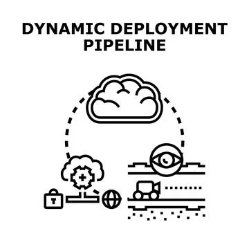 Dynamic software deployment pipeline process concept 스톡 일러스트