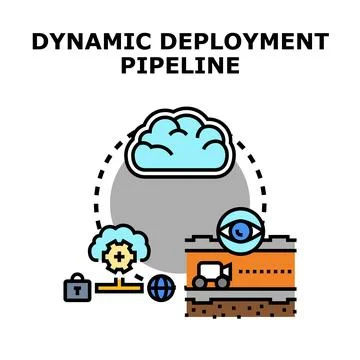 Dynamic software deployment pipeline process concept Stock Illustration