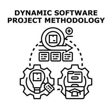 Dynamic software project methodology development and process cycle Illustrazione stock