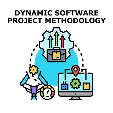 Dynamic software project methodology improving business workflow development 스톡 일러스트