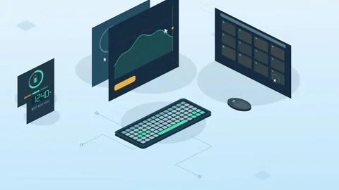 Dynamic solar efficiency analytics dashboard with animated graphs and data visua Stock Footage 339752431